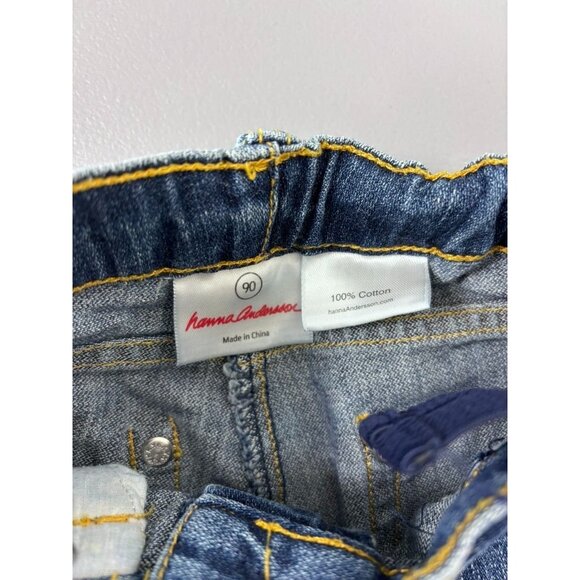 Hanna Andersson toddler girls 90cm 3T medium wash blue jeans adjustable waist - Picture 4 of 6